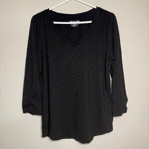 Chico's Black V-Neck with 3/4 Sleeve